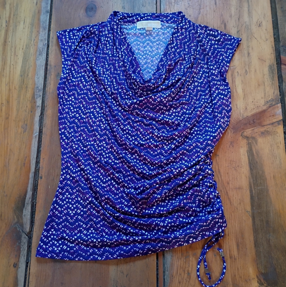 Michael Michael Kors Womens Medium Purple Zig Zag Print Sleeveless Scoop Neck